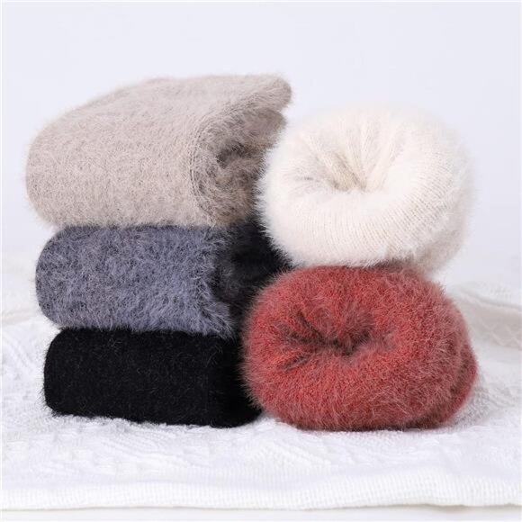 New 5 Pairs Fuzzy Soft Cozy Comfortable Socks for Women, Casual Sleep Comfy Sock - Picture 4 of 6